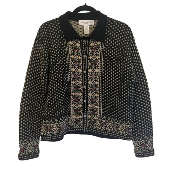 Jones New York Sport Wool‎ Arctic Pattern Button Cardigan Size Medium - Picture 7 of 7